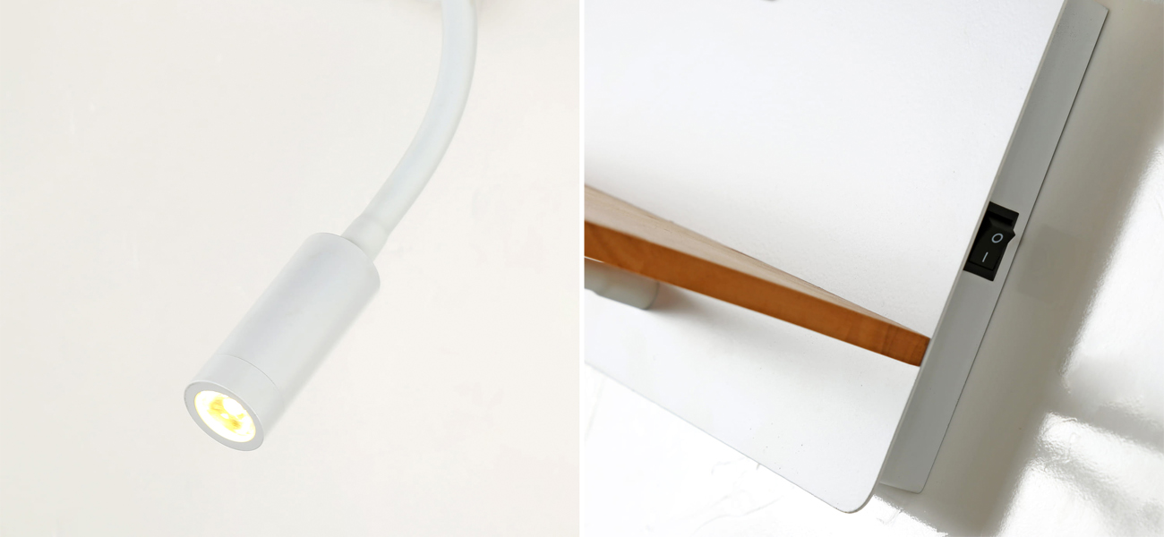 Бра с абажуром и гибким спотом Trumpet Wall White USB - фото №1