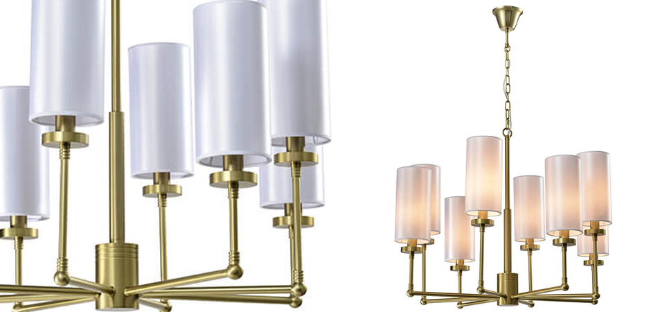 Люстра Fabric Lampshade Brass 8 Люстра Fabric Lampshade Brass 8 - Loft-Concept в Грозном