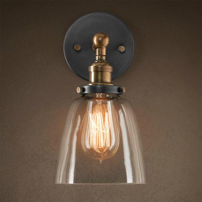 Бра Loft Clear Glass Cloche Прозрачное Стекло Бронза Черный матовый Бра Loft Clear Glass Cloche Прозрачное Стекло Бронза Черный матовый в Грозном | Loft Concept