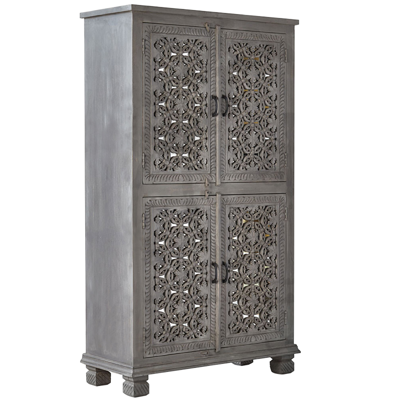 Шкаф Indian Antique White Furniture Cupboard Advik серый Серый в Грозном | Loft Concept 