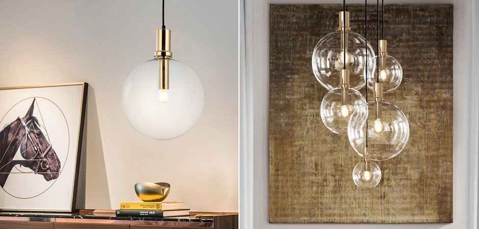 Подвесной светильник Glass Globe Gold Подвесной светильник Glass Globe Gold - Loft-Concept в Грозном