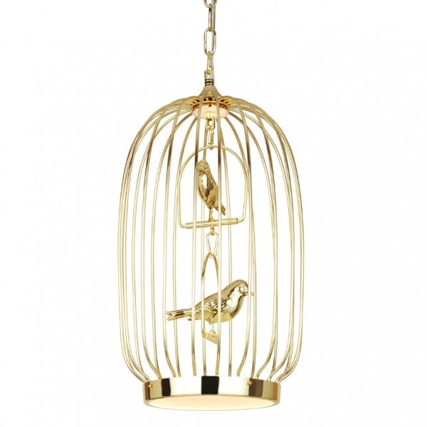 Люстра Birdcage Chandelier Two Gold Глянцевое золото Люстра Birdcage Chandelier Two Gold Глянцевое золото в Грозном | Loft Concept