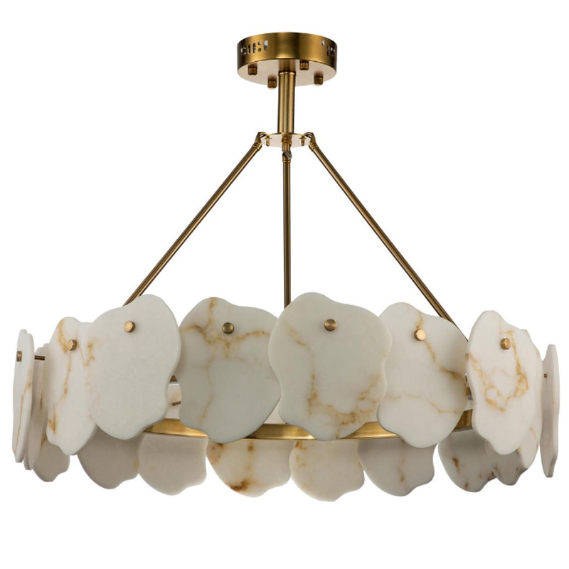 Люстра Мрамор Lucretia Marble Round Chandelier 80 см Латунь Белый Мрамор Bianco Люстра Мрамор Lucretia Marble Round Chandelier 80 см Латунь Белый Мрамор Bianco в Грозном | Loft Concept