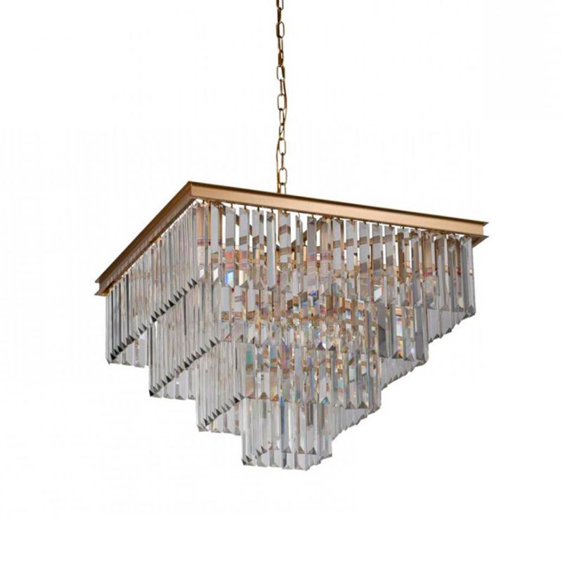 Квадратная Люстра RH 1920s Odeon GOLD iron Four layers Прозрачное Стекло 60х60 Золотой Прозрачное Стекло Квадратная Люстра RH 1920s Odeon GOLD iron Four layers Прозрачное Стекло 60х60 Золотой Прозрачное Стекло в Грозном | Loft Concept