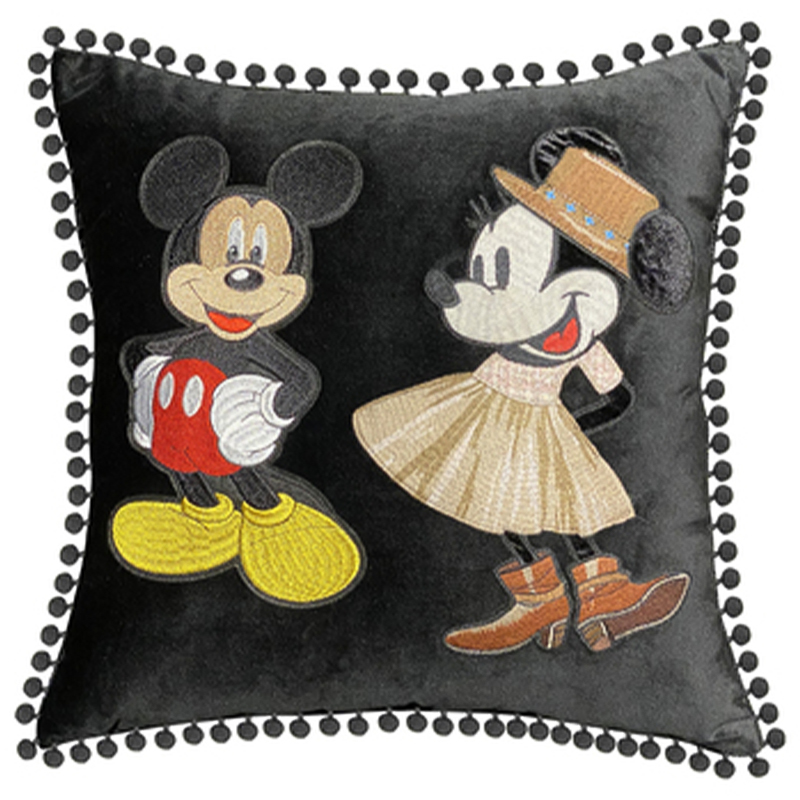 Декоративная подушка с вышивкой Gucci Mickey and Minnie Mouse Черный Красный Желтый Бежевый Декоративная подушка с вышивкой Gucci Mickey and Minnie Mouse Черный Красный Желтый Бежевый в Грозном | Loft Concept