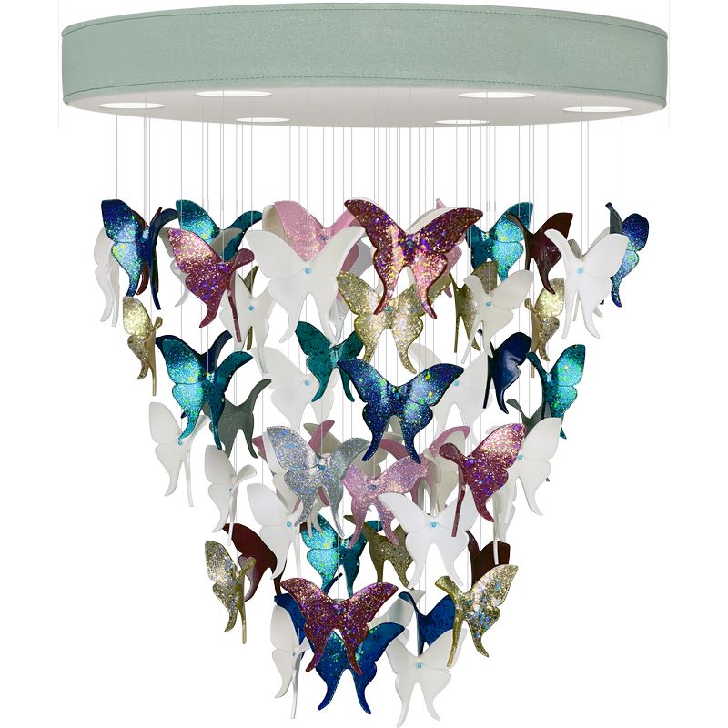 Люстра Цветные Бабочки Светло-Зеленая база Night Butterflies Chandelier Multi Color Зеленый Мульти в Грозном | Loft Concept 