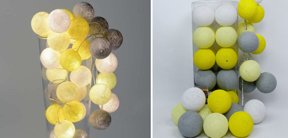 Гирлянда хлопковые фонарики Сotton Ball Yellow - Loft-Concept в Грозном