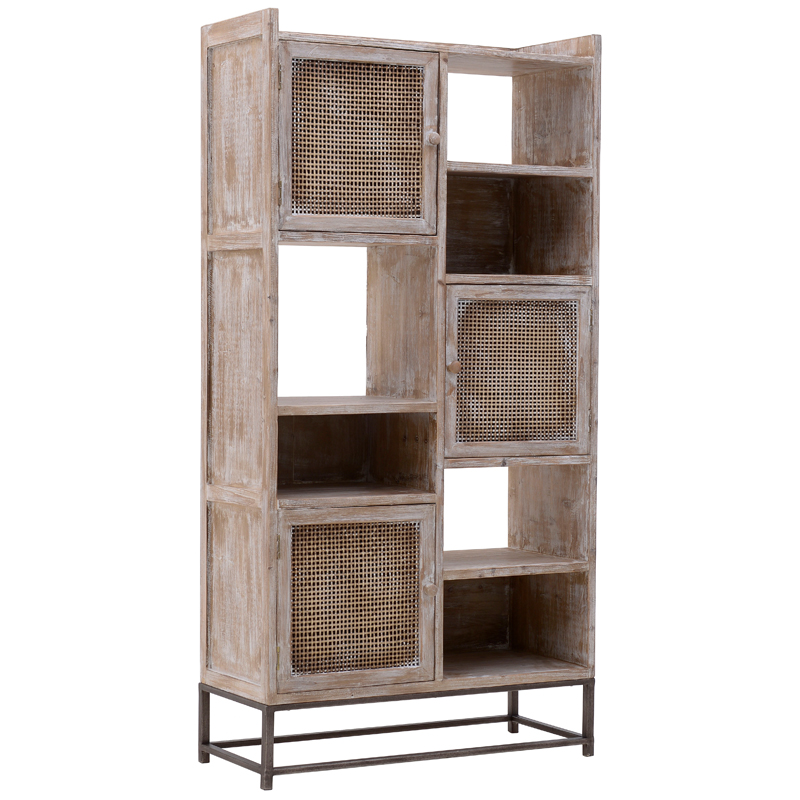 Стеллаж Rosita Wood Rack Бежево-серый Металлик винтаж Стеллаж Rosita Wood Rack Бежево-серый Металлик винтаж в Грозном | Loft Concept