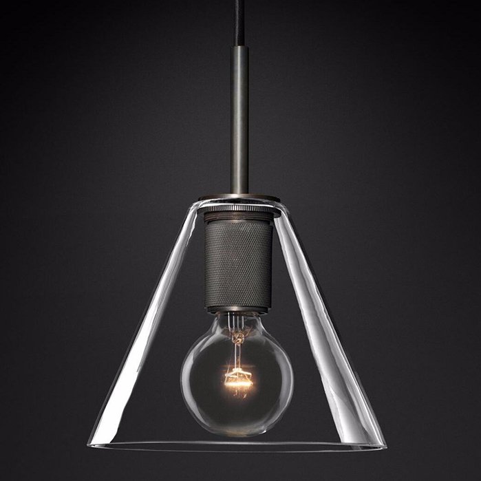 Подвесной светильник RH Utilitaire Funnel Pendant Black Темная бронза Прозрачное Стекло Подвесной светильник RH Utilitaire Funnel Pendant Black Темная бронза Прозрачное Стекло в Грозном | Loft Concept