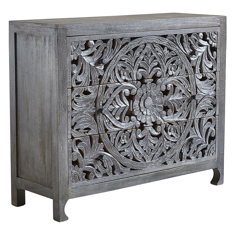 Комод Indian Antique White Furniture Chest of Drawers Kailash серый Серый Комод Indian Antique White Furniture Chest of Drawers Kailash серый Серый в Грозном | Loft Concept