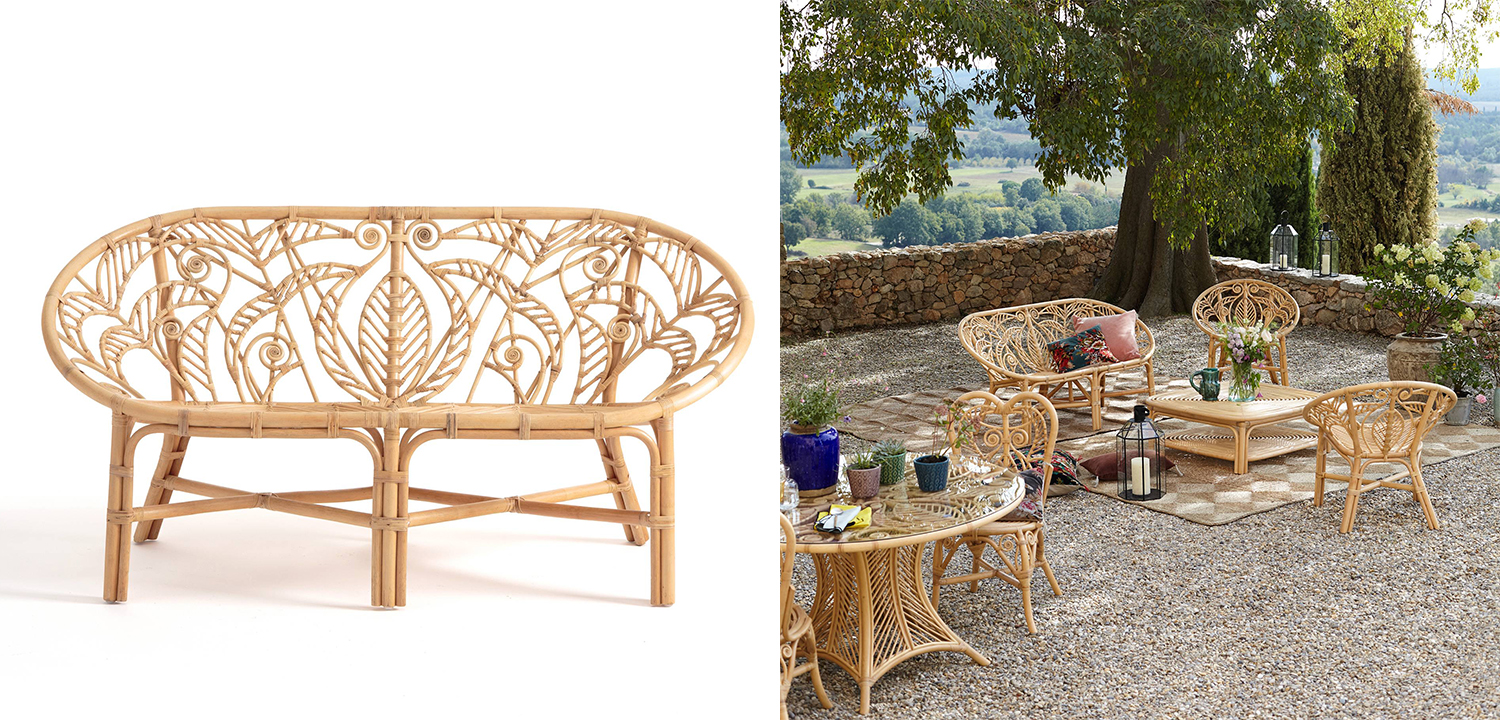 Уличный диван из ротанга Wicker Pattern Sofa - фото