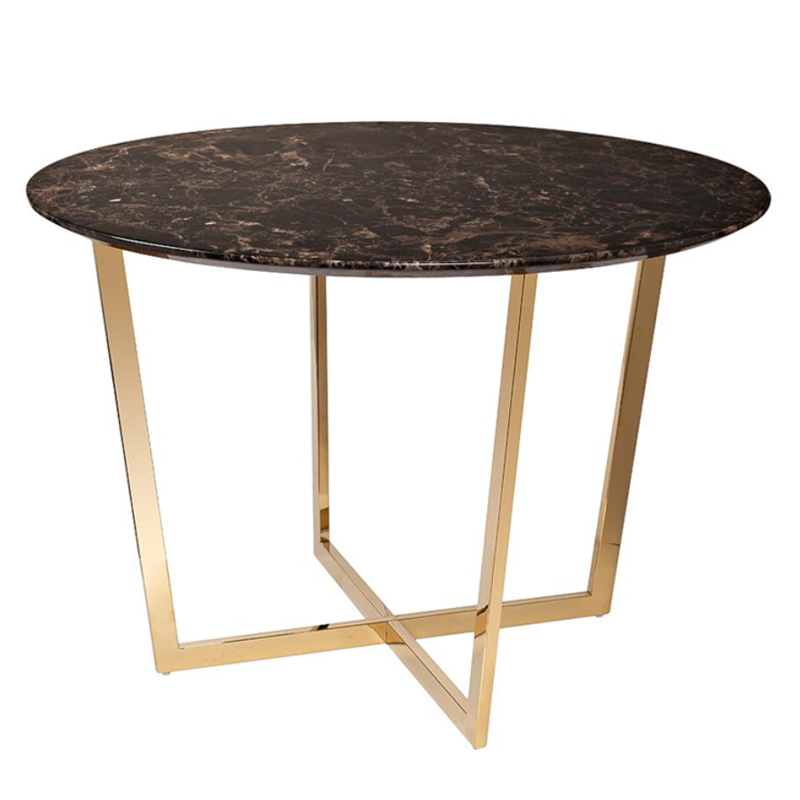 Обеденный стол Dining table Jacques round Brown Коричневый Золотой Обеденный стол Dining table Jacques round Brown Коричневый Золотой в Грозном | Loft Concept