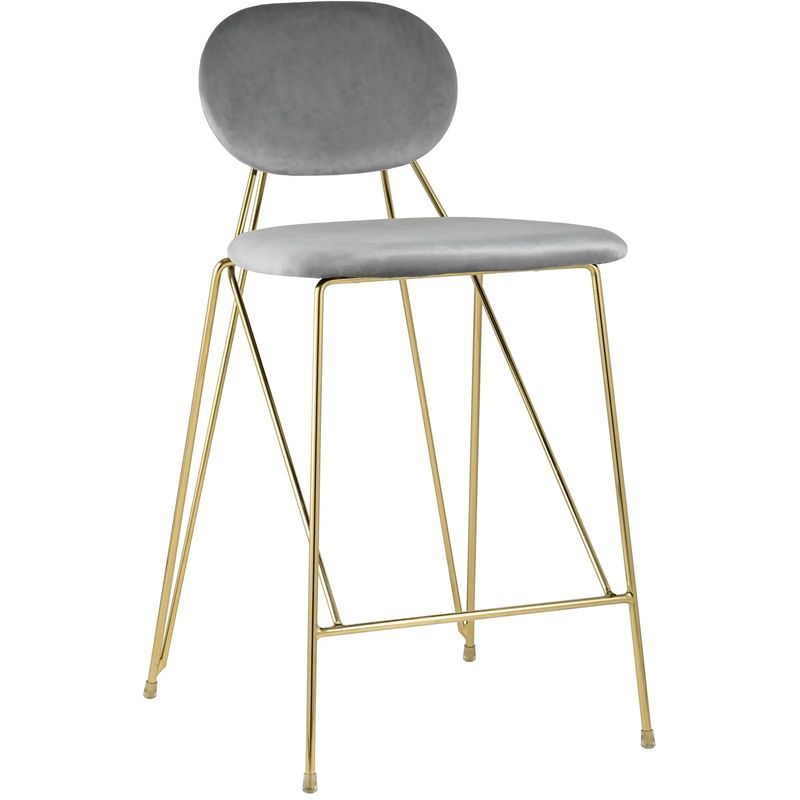 Полубарный Стул Alice Chair Светло-Серый Велюр Серый Золотой Полубарный Стул Alice Chair Светло-Серый Велюр Серый Золотой в Грозном | Loft Concept
