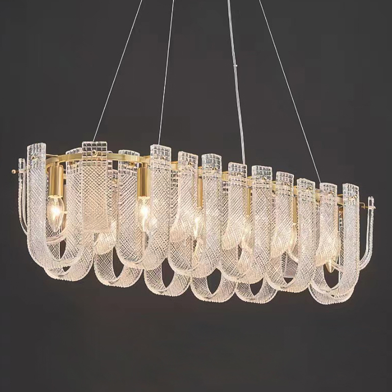 Линейная Люстра Prudence Textured Glass Chandelier A Золотой Прозрачное Стекло Линейная Люстра Prudence Textured Glass Chandelier A Золотой Прозрачное Стекло в Грозном | Loft Concept