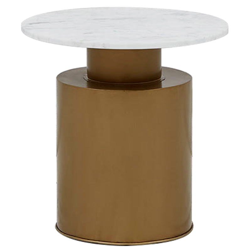 Приставной стол с мраморной столешницей Ela Marble Side Table Белый Мрамор Bianco Золотой Приставной стол с мраморной столешницей Ela Marble Side Table Белый Мрамор Bianco Золотой в Грозном | Loft Concept