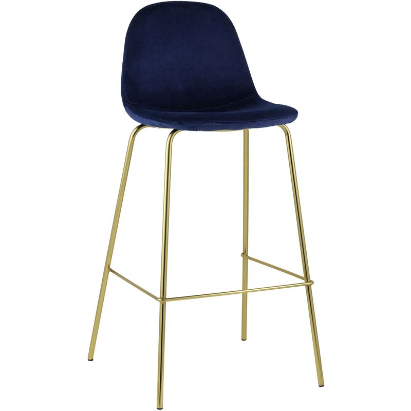 Барный Стул Archie Chair Синий Велюр Синий Золотой Барный Стул Archie Chair Синий Велюр Синий Золотой в Грозном | Loft Concept