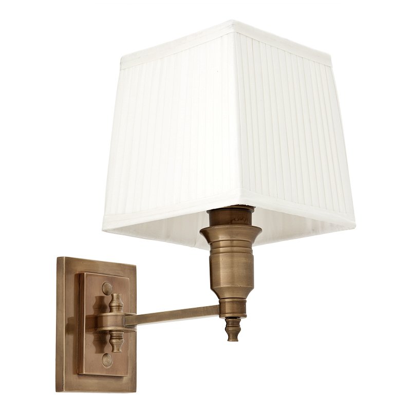 Бра Wall Lamp Lexington Single Brass+White Латунь Античная полированная Белый Бра Wall Lamp Lexington Single Brass+White Латунь Античная полированная Белый в Грозном | Loft Concept