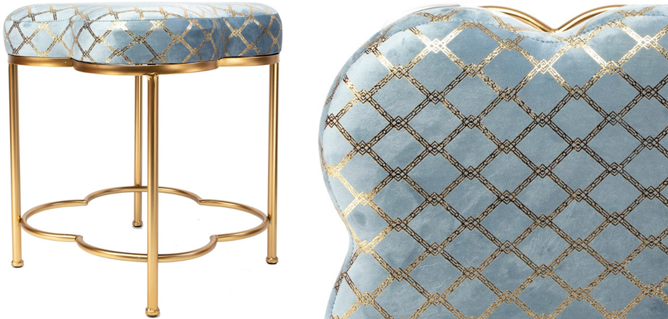 Пуф PUF Frame of Clover & Upholstery Gold Mesh голубой - Loft-Concept в Грозном