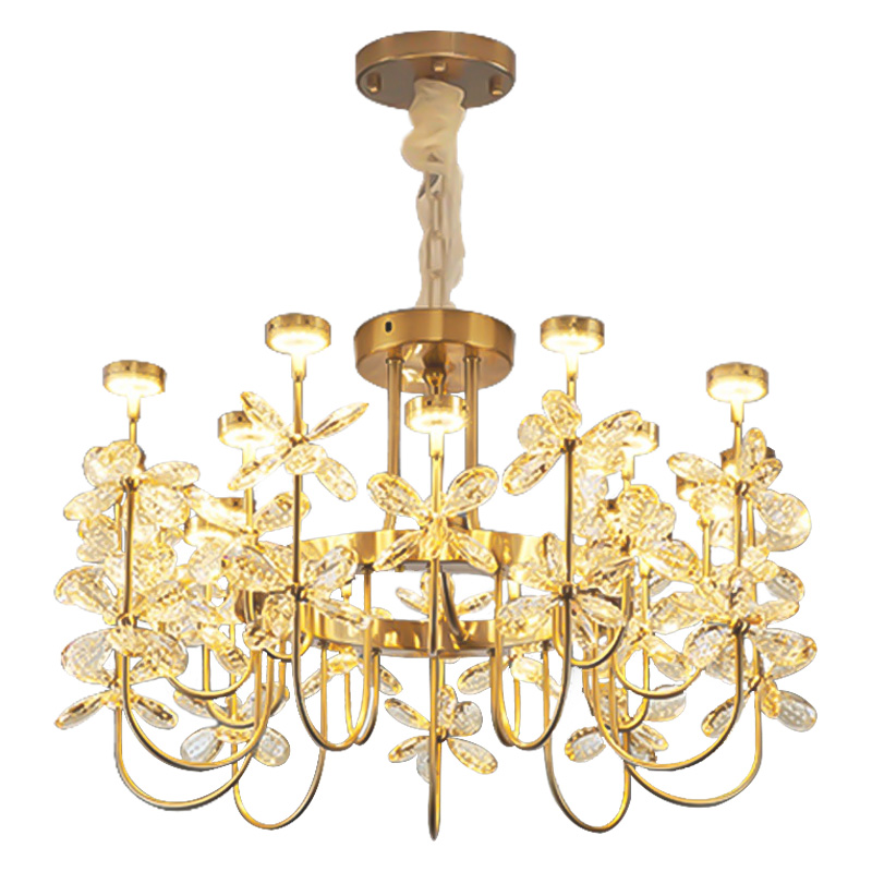 Люстра с хрустальными цветами Crystal Flowers Chandelier Золотой Прозрачный Люстра с хрустальными цветами Crystal Flowers Chandelier Золотой Прозрачный в Грозном | Loft Concept