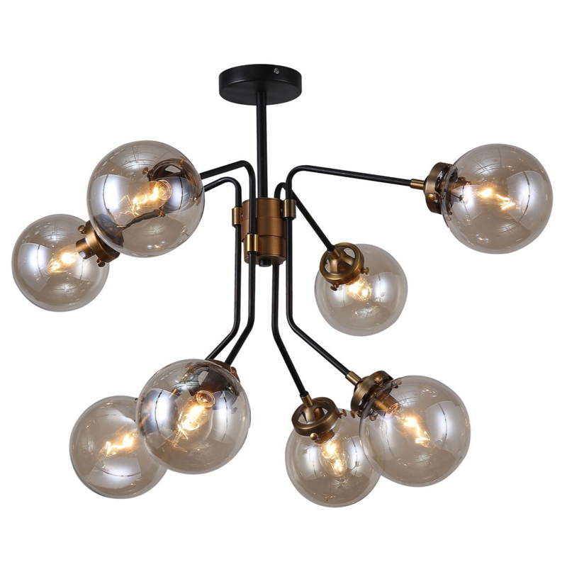 Большой Светильник Bistro Ceiling Globe 8 Черный Стекло Смок Большой Светильник Bistro Ceiling Globe 8 Черный Стекло Смок в Грозном | Loft Concept