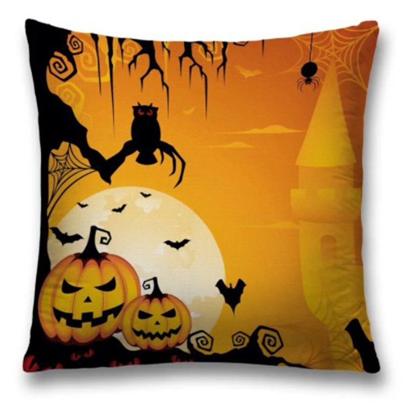 Подушка Halloween Evening Черный Оранжевый Подушка Halloween Evening Черный Оранжевый в Грозном | Loft Concept