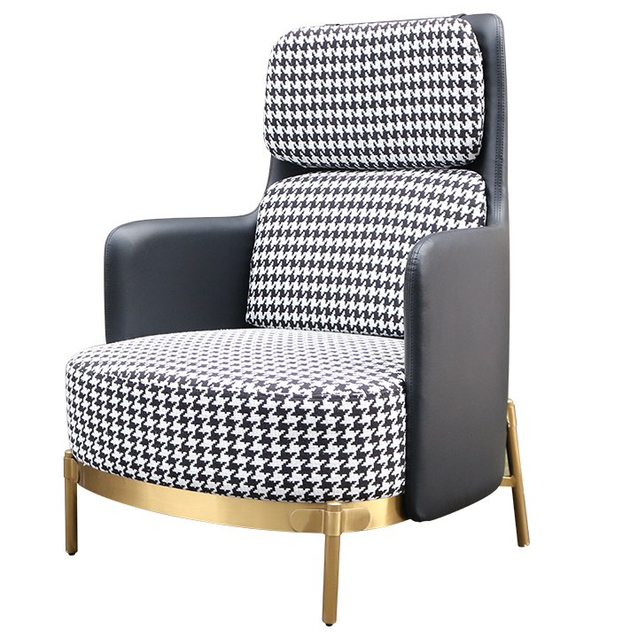 Кресло Pied de poule Gray high Armchair Черно-белый Латунь Кресло Pied de poule Gray high Armchair Черно-белый Латунь в Грозном | Loft Concept