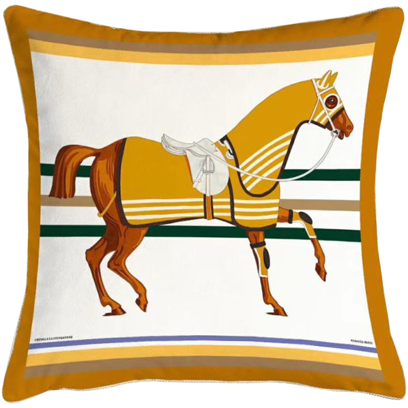 Декоративная подушка Hermes Horse 68 Мульти Горчичный Декоративная подушка Hermes Horse 68 Мульти Горчичный в Грозном | Loft Concept