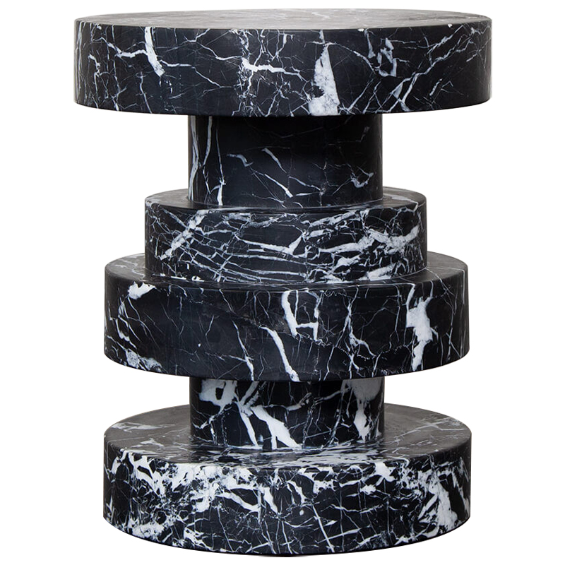 Приставной стол Apollo Stool Nero Marquina дизайн Kelly Wearstler Черно-белый Черный Мрамор Nero Приставной стол Apollo Stool Nero Marquina дизайн Kelly Wearstler Черно-белый Черный Мрамор Nero в Грозном | Loft Concept