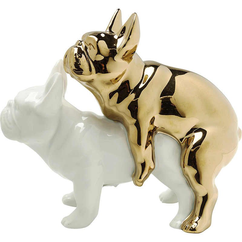 Статуэтка Bulldog Lovers Белый Золотой Статуэтка Bulldog Lovers Белый Золотой в Грозном | Loft Concept