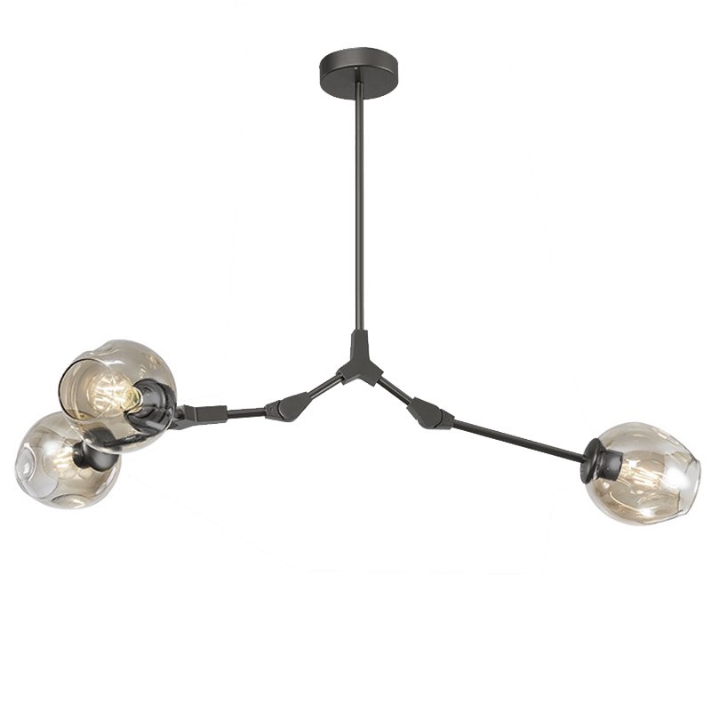 Люстра Сrumpled Glass Bubble Chandelier Gray 3 плафона Прозрачный (Transparent) Черный Люстра Сrumpled Glass Bubble Chandelier Gray 3 плафона Прозрачный (Transparent) Черный в Грозном | Loft Concept