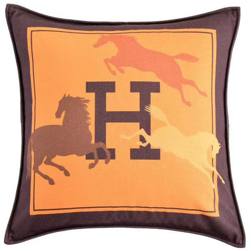 Декоративная подушка Hermes Horse 45 Желтый Коричневый Оранжевый Декоративная подушка Hermes Horse 45 Желтый Коричневый Оранжевый в Грозном | Loft Concept