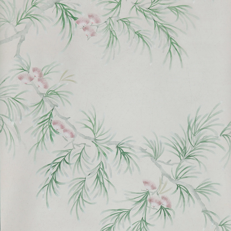 Обои ручная роспись Silk Tree Colourway SC-92 on Crackled Silver on Shell Pink metallic silk Обои ручная роспись Silk Tree Colourway SC-92 on Crackled Silver on Shell Pink metallic silk в Грозном | Loft Concept