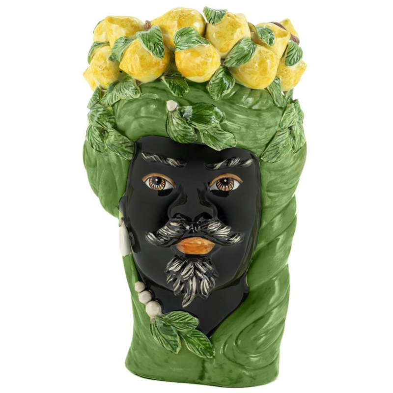 Ваза Vase Lemon Head Man Green Зеленый Желтый Черный в Грозном | Loft Concept 