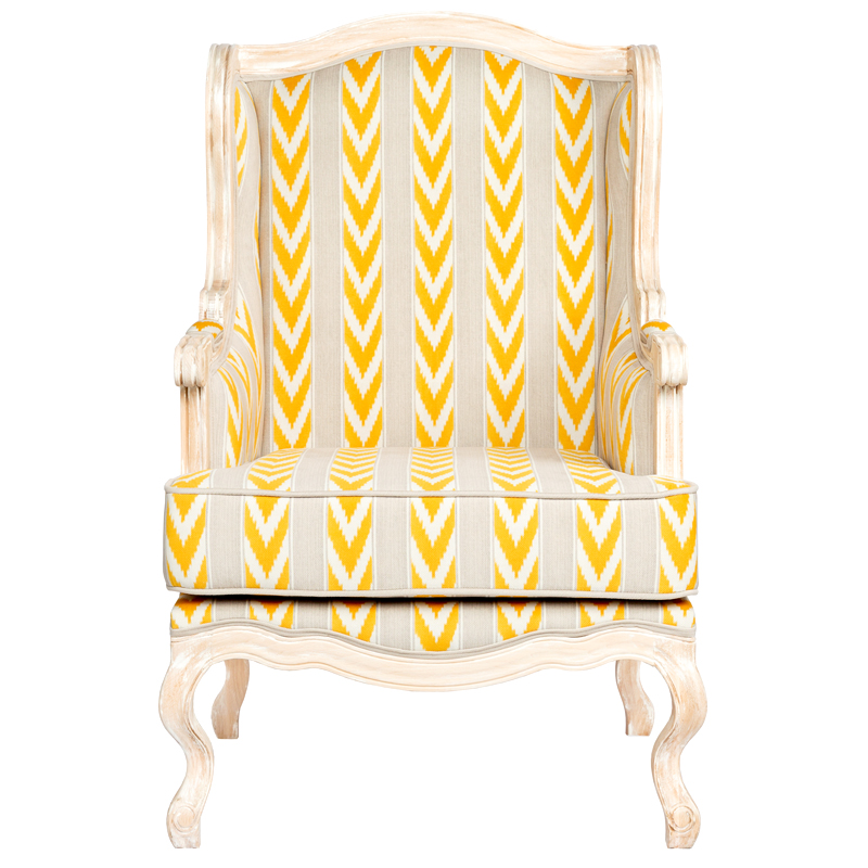 Кресло Ikat Pattern с желтым узором Белый Желтый Бежевый Кресло Ikat Pattern с желтым узором Белый Желтый Бежевый в Грозном | Loft Concept
