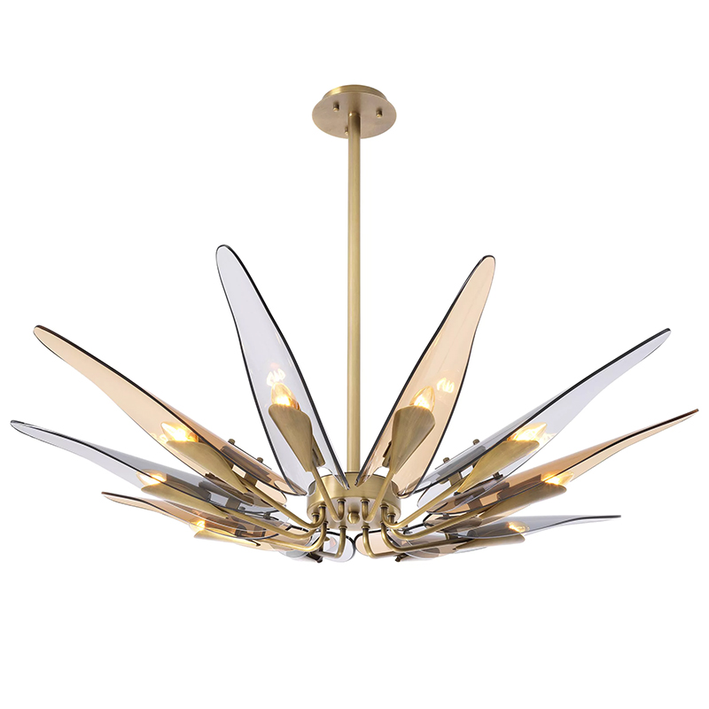 Люстра Eichholtz Chandelier Sky Янтарный Стекло Смок Латунь Люстра Eichholtz Chandelier Sky Янтарный Стекло Смок Латунь в Грозном | Loft Concept
