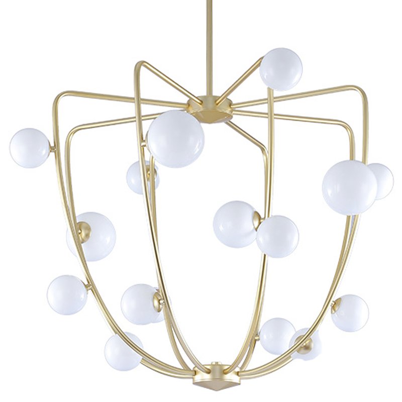 Люстра Cherry Bomb Cage Chandelier CB.36.01 Латунь Прозрачный белый в Грозном | Loft Concept 