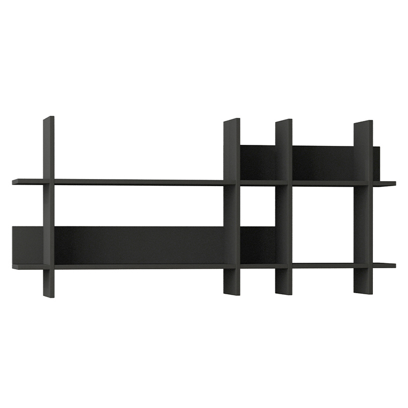Полка прямая подвесная двухъярусная цвета антрацит BEADS BOOKCASE ANTHRACITE Антрацит Серый Полка прямая подвесная двухъярусная цвета антрацит BEADS BOOKCASE ANTHRACITE Антрацит Серый в Грозном | Loft Concept