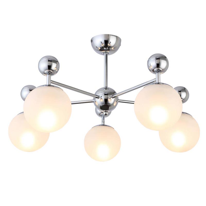 Потолочная люстра Demian Chrome Chandelier Хром Белый Потолочная люстра Demian Chrome Chandelier Хром Белый в Грозном | Loft Concept