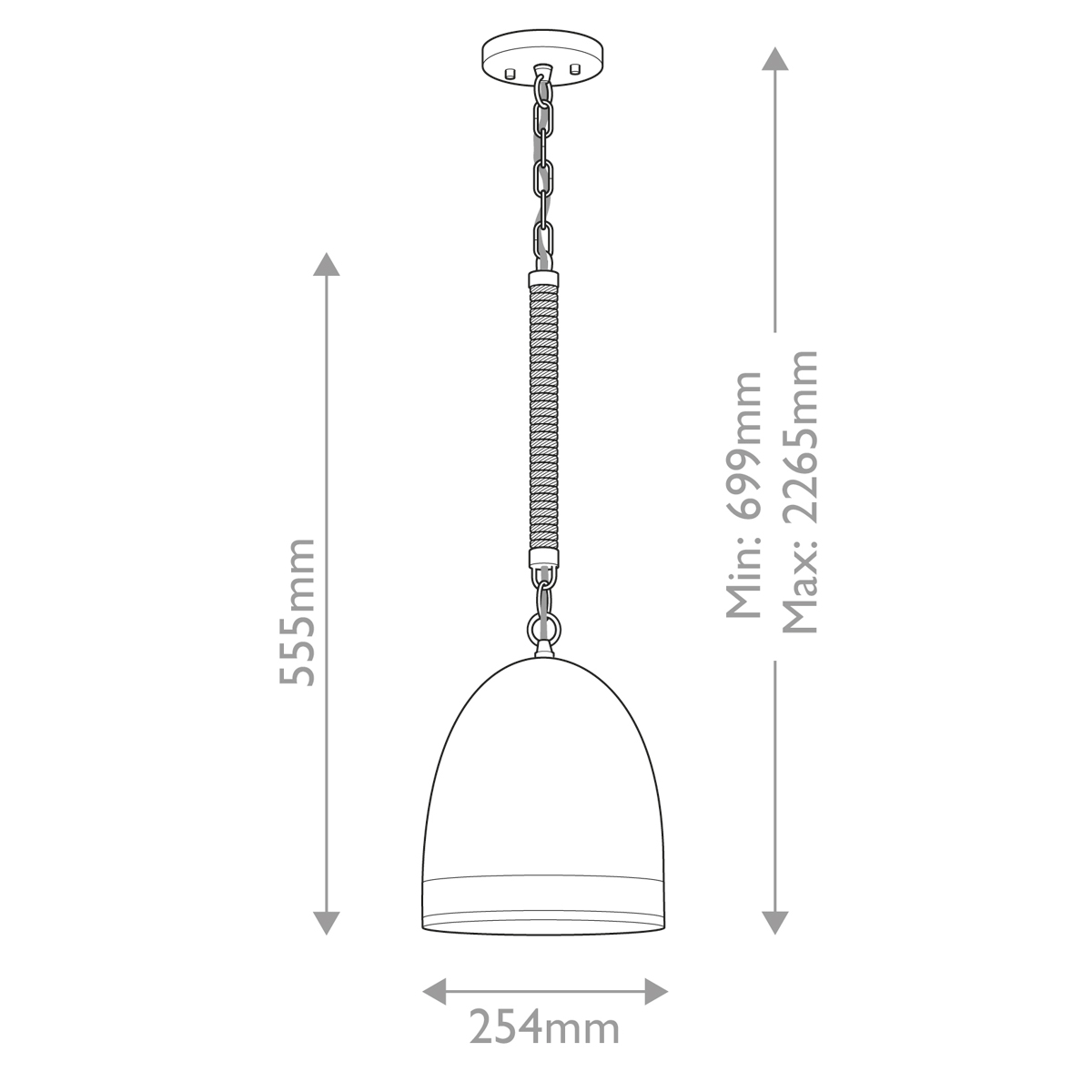 Подвесной светильник белый колоколообразный с декоративной обмоткой из веревки Hinkley в Грозном