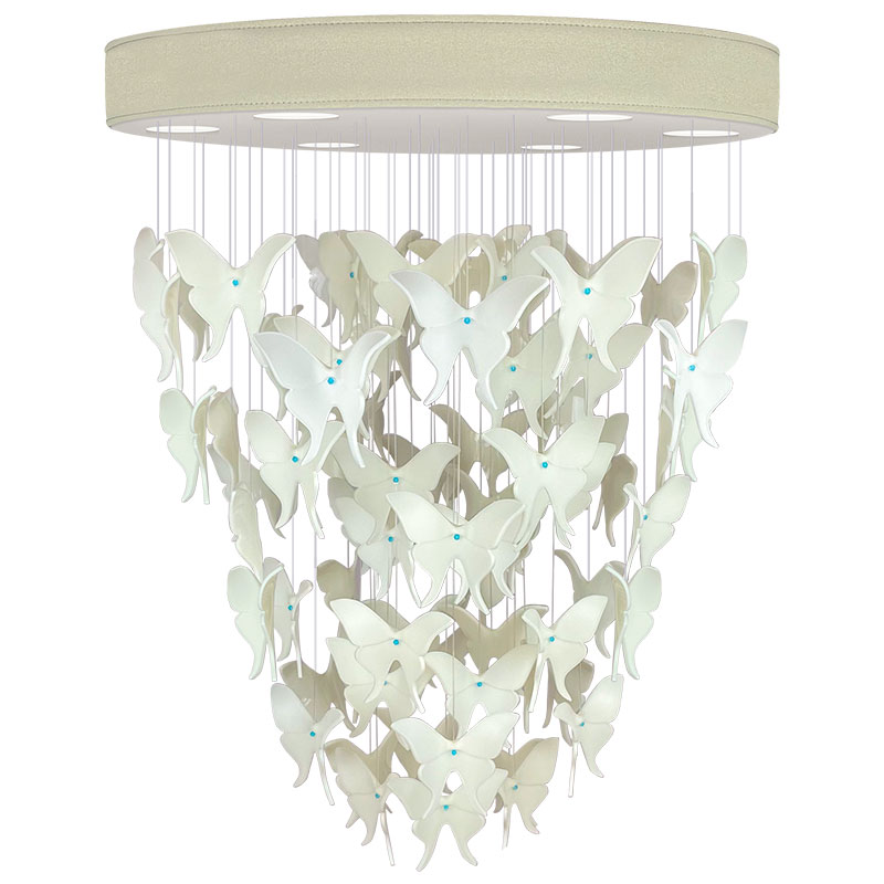 Люстра Белые Бабочки Жемчужно-серая база Night Butterflies Chandelier Бежево-серый Белый Люстра Белые Бабочки Жемчужно-серая база Night Butterflies Chandelier Бежево-серый Белый в Грозном | Loft Concept