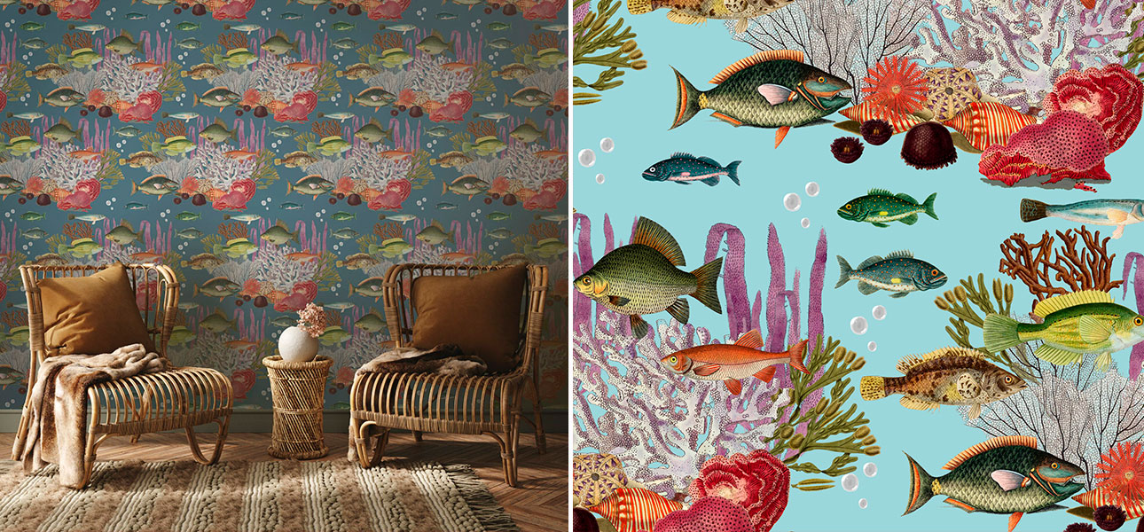 Обои ручная роспись Corales Aqua - фото