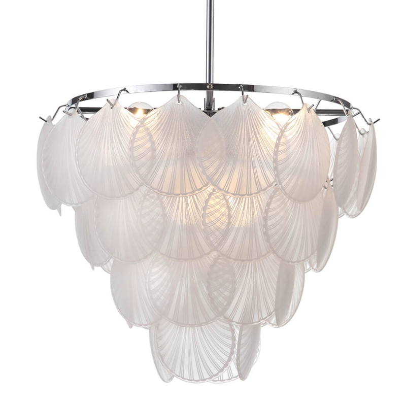 Люстра Glass Shells Suspension Chandelier Белый Хром Люстра Glass Shells Suspension Chandelier Белый Хром в Грозном | Loft Concept