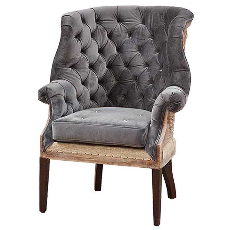 Кресло Gamilton Armchair Gray Серый Коричневый Кресло Gamilton Armchair Gray Серый Коричневый в Грозном | Loft Concept