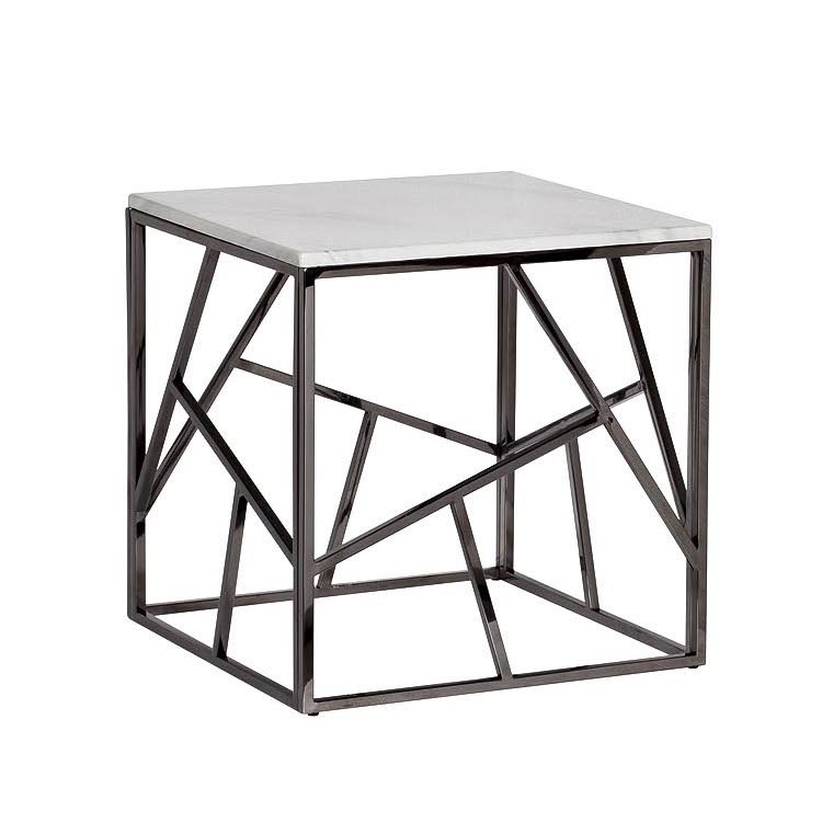 Приставной стол Serene Furnishing Dark Chrome Marble Top Хром Белый Приставной стол Serene Furnishing Dark Chrome Marble Top Хром Белый в Грозном | Loft Concept