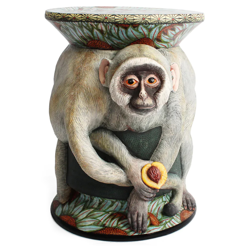 Табурет Обезьяна с фруктом ручная работа Monkey Side Table Серый Табурет Обезьяна с фруктом ручная работа Monkey Side Table Серый в Грозном | Loft Concept