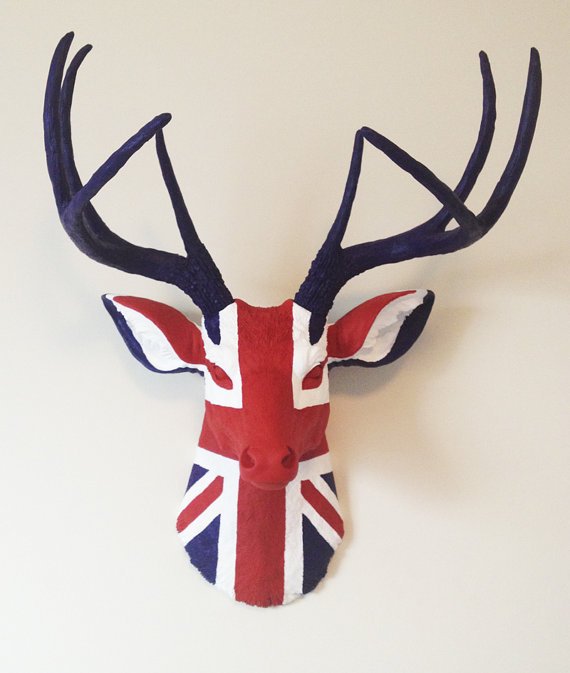 Голова оленя - Union jack Черный Голова оленя - Union jack Черный в Грозном | Loft Concept