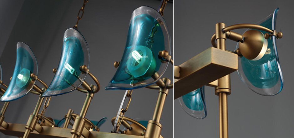 Люстра Lily Turquoise Glass rectangle Люстра Lily Turquoise Glass rectangle - Loft-Concept в Грозном