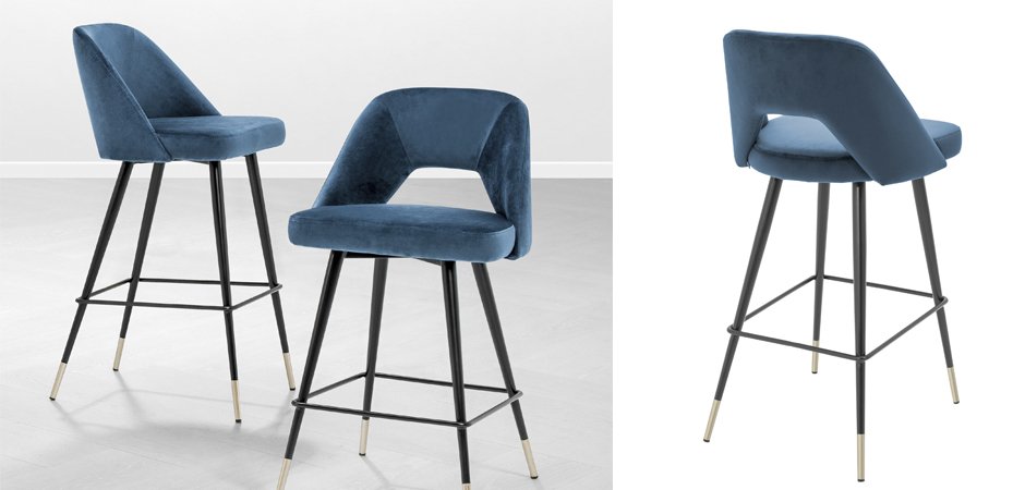Барный стул Eichholtz Bar Stool Avorio Blue Барный стул Eichholtz Bar Stool Avorio Blue - Loft-Concept в Грозном