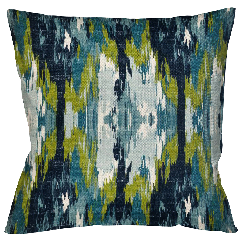 Декоративная подушка с сине-зеленым узором Ikat Pattern Мульти Декоративная подушка с сине-зеленым узором Ikat Pattern Мульти в Грозном | Loft Concept