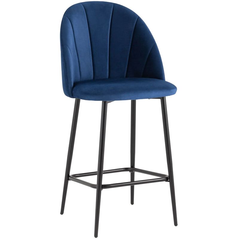 Барный Стул Balsari S Chair Синий Велюр Синий Черный Барный Стул Balsari S Chair Синий Велюр Синий Черный в Грозном | Loft Concept
